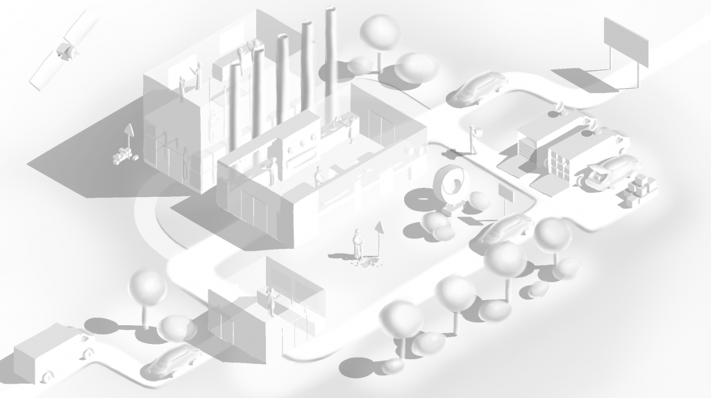 detailed sketch of a factory site