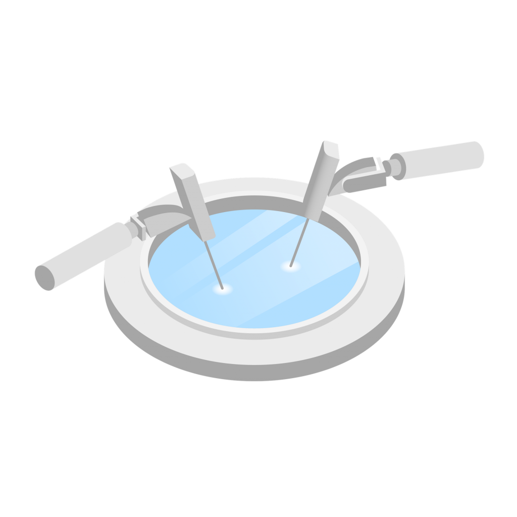 vector illustration of lasers engraving a silicon wafer
