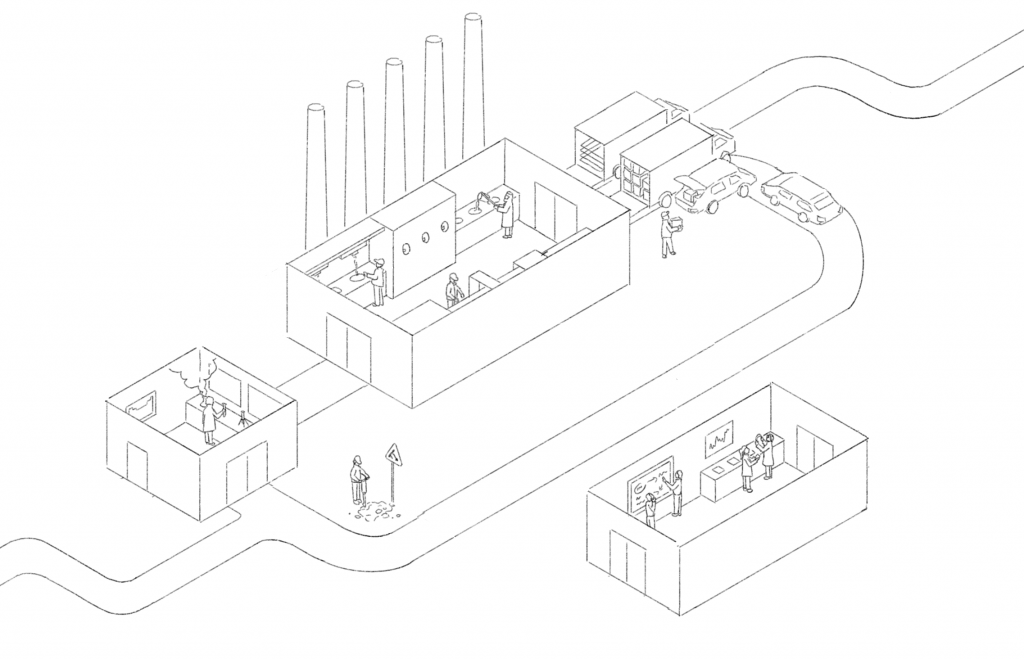 sketch of a factory site