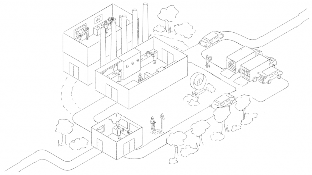 sketch of a factory site