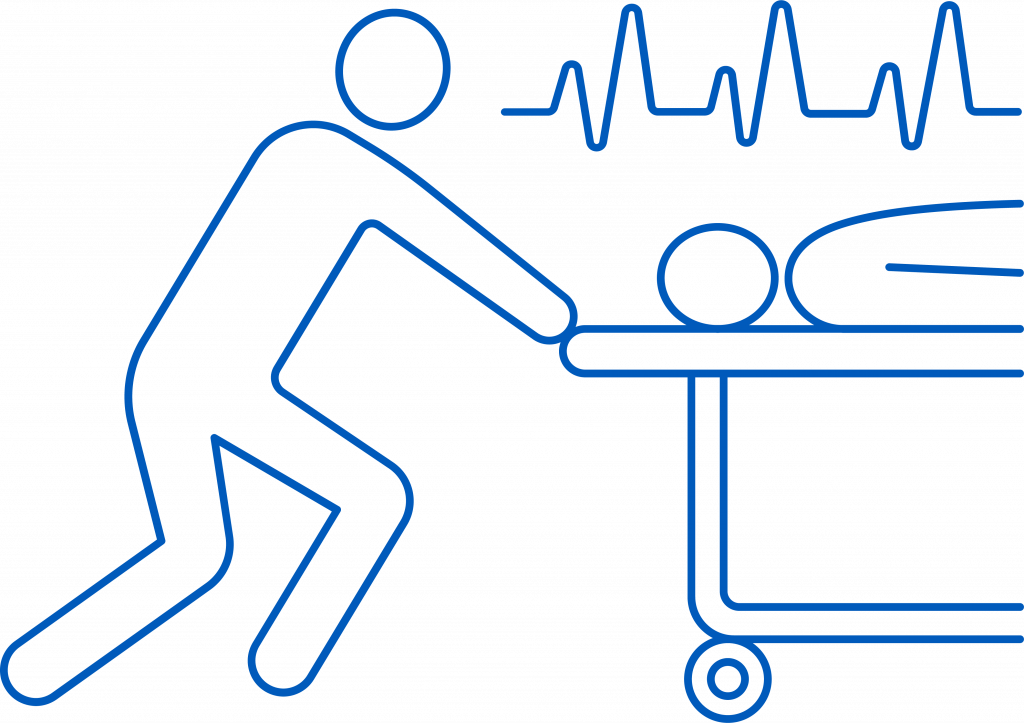 vector icon of a person being transportet on a hospital bed