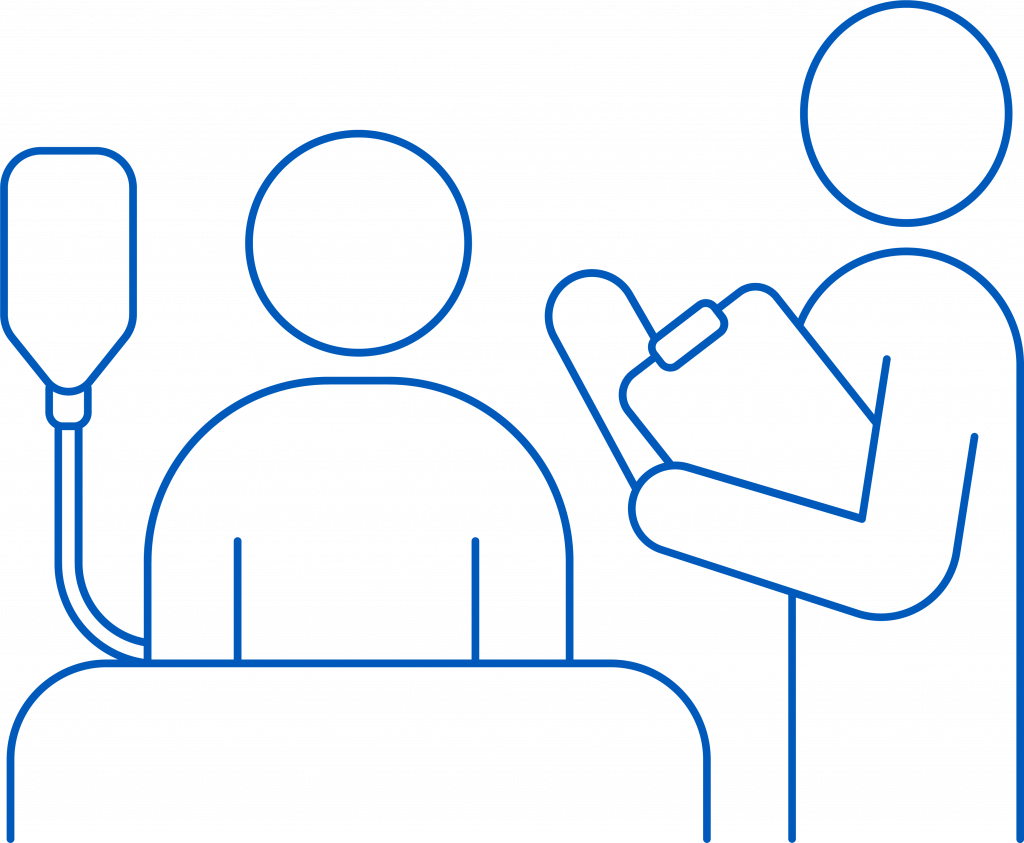 vector icon of a doctor informing a patient